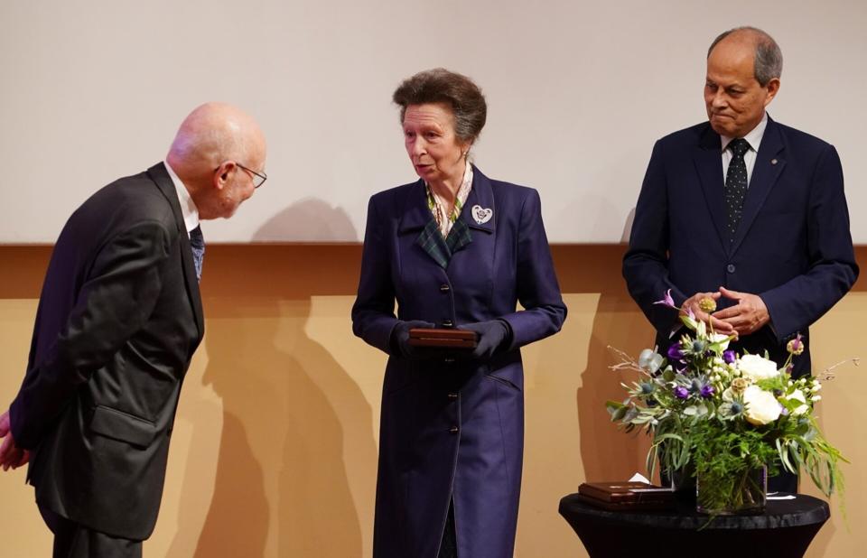 Her Royal Highness Princess Anne and the President of the IEEE Saifur Rahman greet Prof. Wolff and present him the IEEE/RSE James Clerk Maxwell Medal for the year 2022.<br>